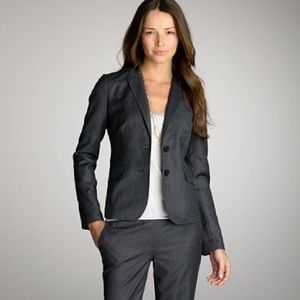 J Crew Super 120 Gray Wool Pinstripe Blazer SZ 2